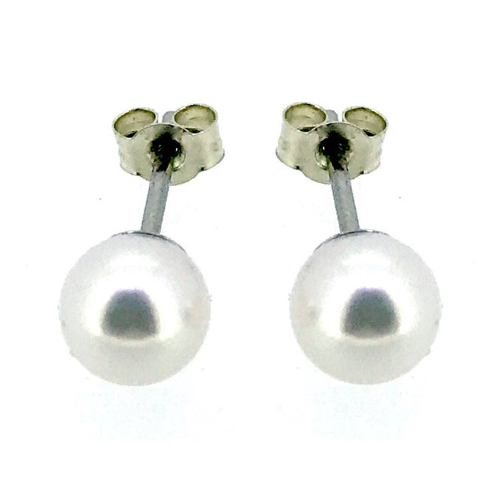 5mm Pearl Stud Earrings Round Akoya Pearls 9ct White Gold
