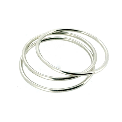 Trio of 1mm Sterling Silver Skinny Round Band Stacking Rings with Polished Finish