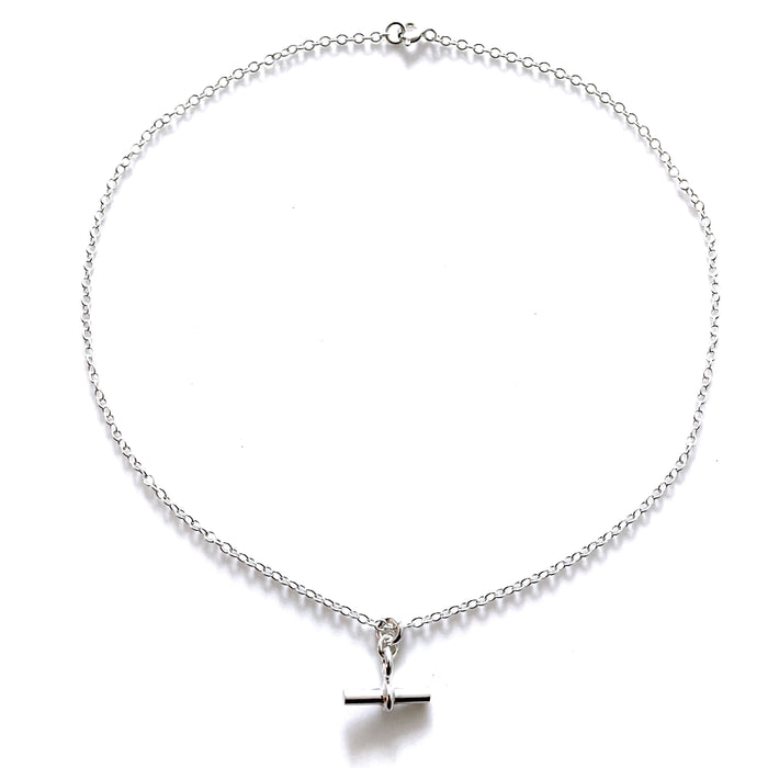 Mini Elegant Sterling Silver T-Bar Pendant Necklace | 1.5cm Albert Design