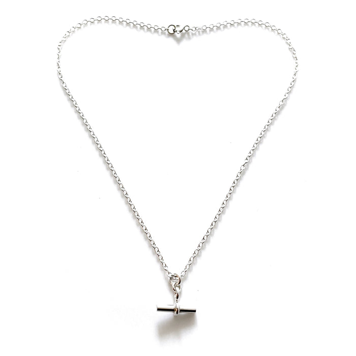 Mini Elegant Sterling Silver T-Bar Pendant Necklace | 1.5cm Albert Design