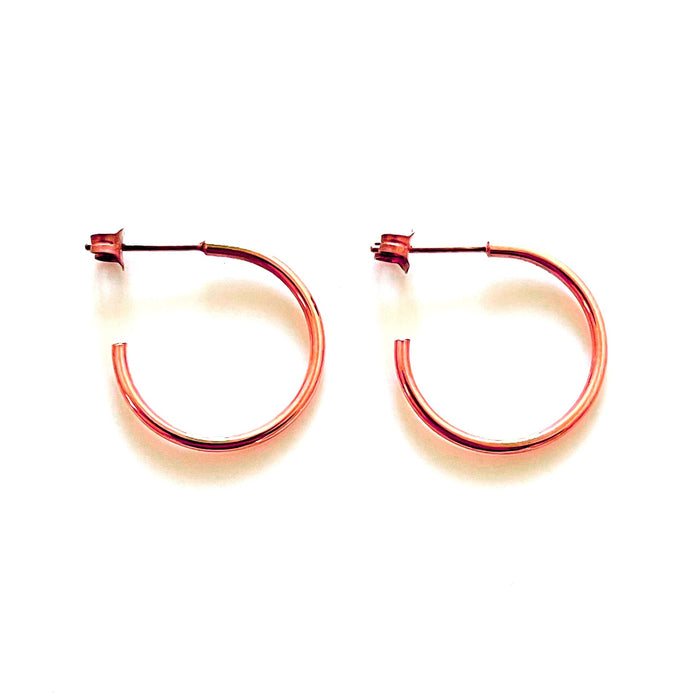 Solid 18ct Rose Gold Plated 20mm Hoops | 1.5mm Thickness | Roberts & Co