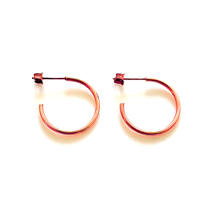 Solid 18ct Rose Gold Plated 20mm Hoops | 1.5mm Thickness | Roberts & Co
