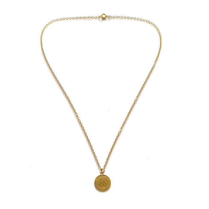 Refined 1874 British Coin Pendant and Necklace in 18ct Gold Plated Sterling Silver