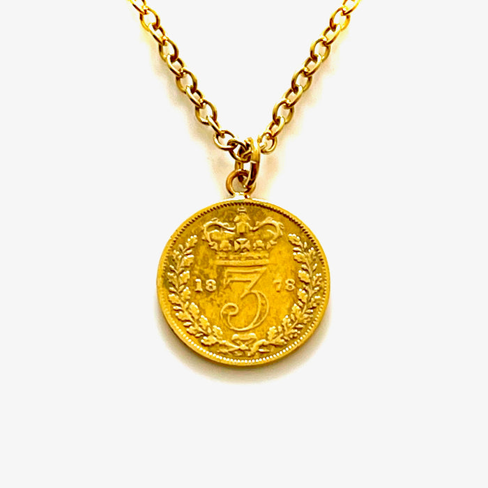 Roberts & Co 18ct Gold Plated Sterling Silver Necklace with 1878 British Coin Pendant