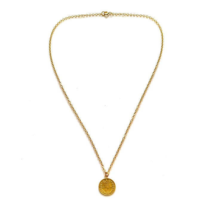 Luxurious 1878 British Coin Pendant and Necklace in 18ct Gold Plated Sterling Silver