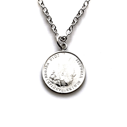 Roberts & Co Sterling Silver Necklace with 1881 British Coin Pendant