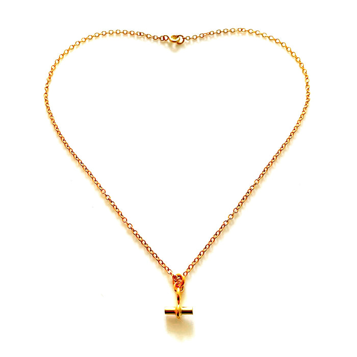 18ct Gold Plated Teeny Tiny T-Bar Necklace | 1cm Pendant