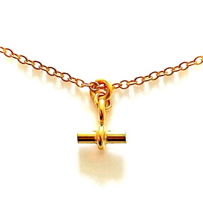 18ct Gold Plated Teeny Tiny T-Bar Necklace | 1cm Pendant