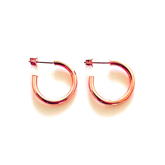 Solid 18ct Rose Gold Plated 20mm Hoops | 2.5mm Wide | Roberts & Co