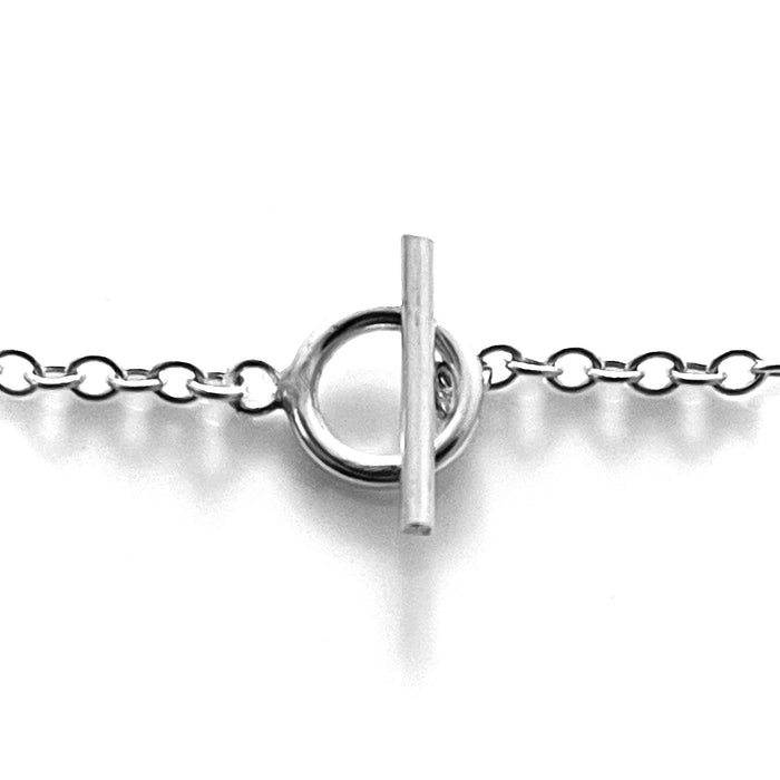 Classic Sterling Silver Oval Link Chain Bracelet with 2cm T Bar Charm