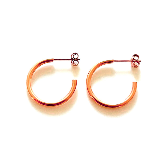 Solid 18ct Rose Gold Plated 20mm Hoops | 2mm Thickness | Roberts & Co