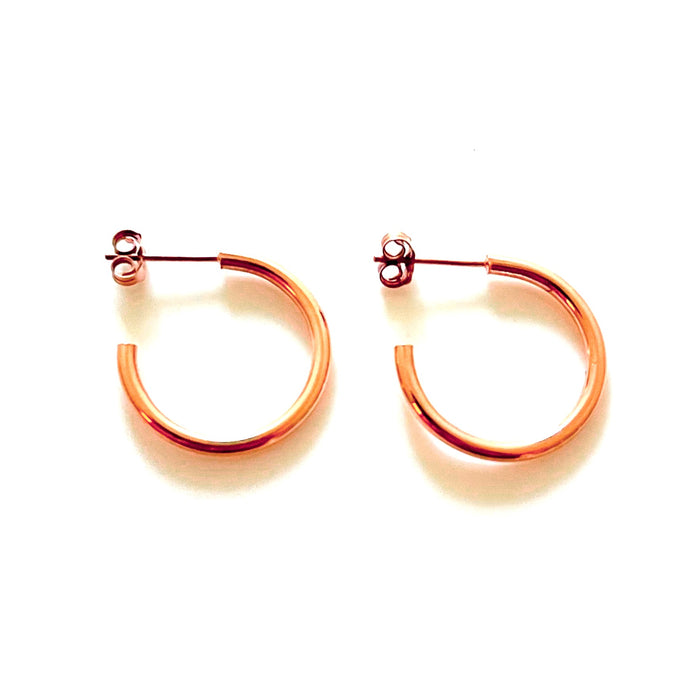Solid 18ct Rose Gold Plated 20mm Hoops | 2mm Thickness | Roberts & Co