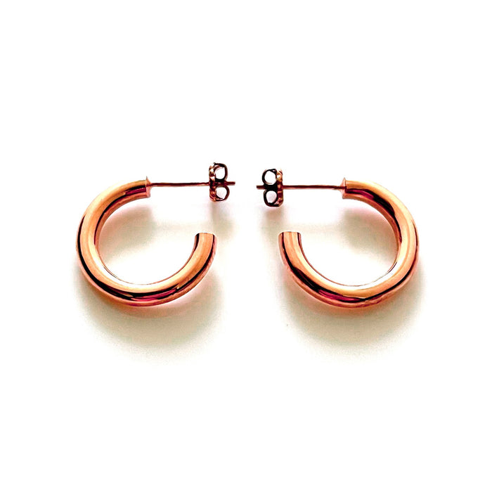 3mm Thick 18ct Rose Gold Plated 20mm Hoops | Classic Centuries | Roberts & Co
