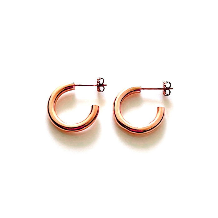 3mm Thick 18ct Rose Gold Plated 20mm Hoops | Classic Centuries | Roberts & Co