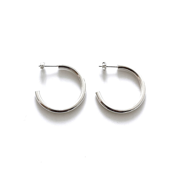 3mm Thick 30mm Solid Sterling Silver Hoops - Supreme Saga | Roberts & Co