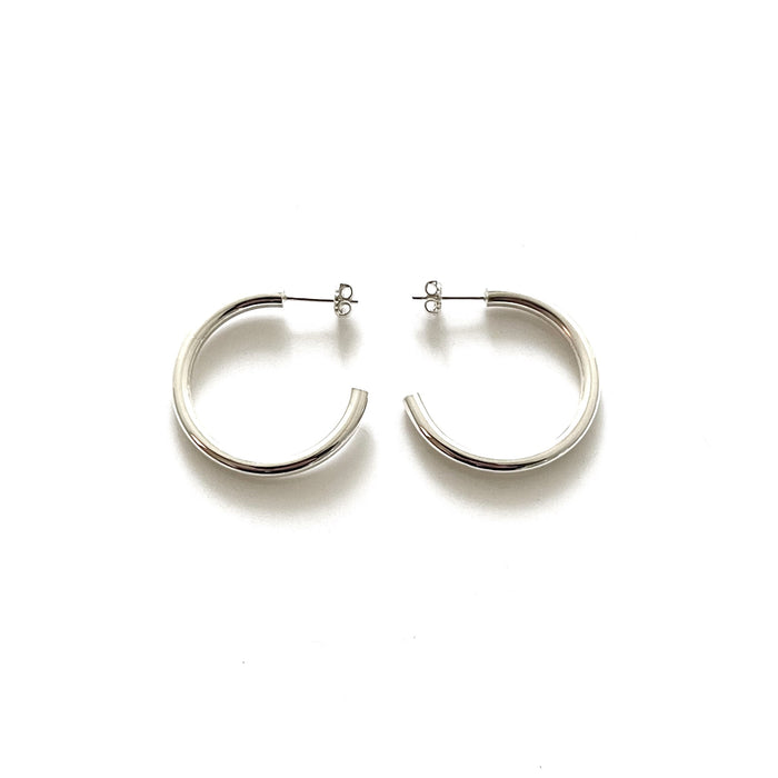 3mm Thick 30mm Solid Sterling Silver Hoops - Supreme Saga | Roberts & Co