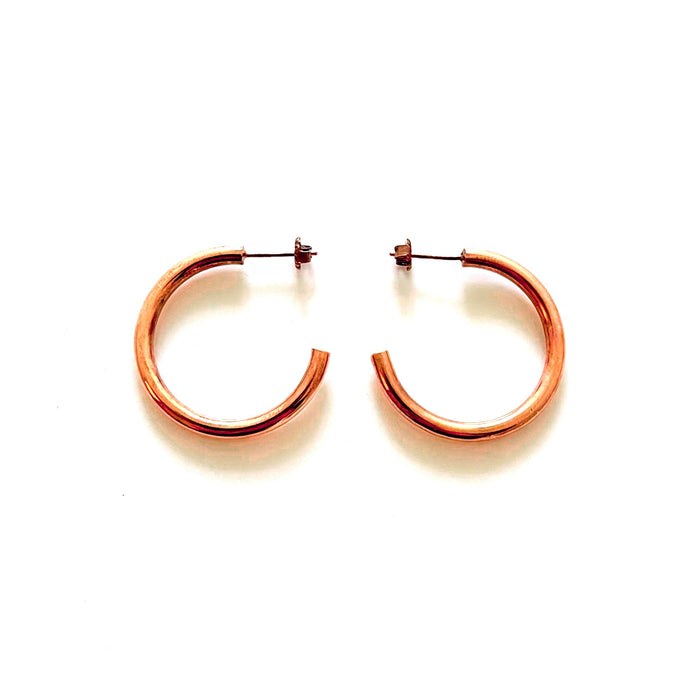 Elegant 30mm Rose Gold Plated Hoops | 3mm Thickness | Roberts & Co