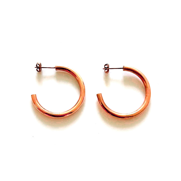 Elegant 30mm Rose Gold Plated Hoops | 3mm Thickness | Roberts & Co