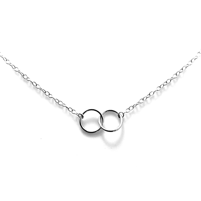 Sterling Silver Infinity Interlocking Rings Love Knot Necklace - 10mm x 1mm Rings with Toggle Clasp