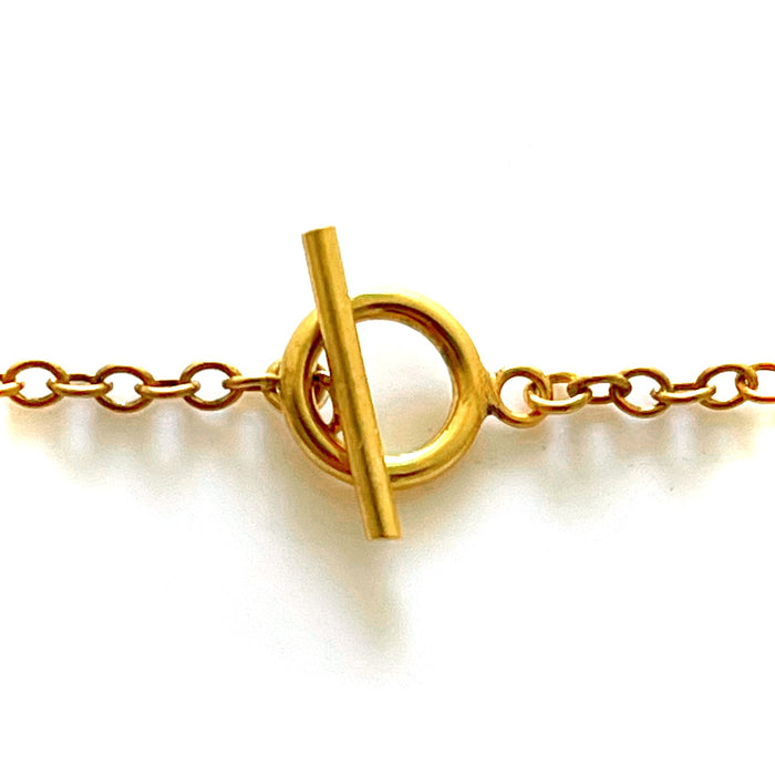 18ct Gold Plated Sterling Silver Bracelet with 2.5cm T Bar Charm and Oval Link Chain