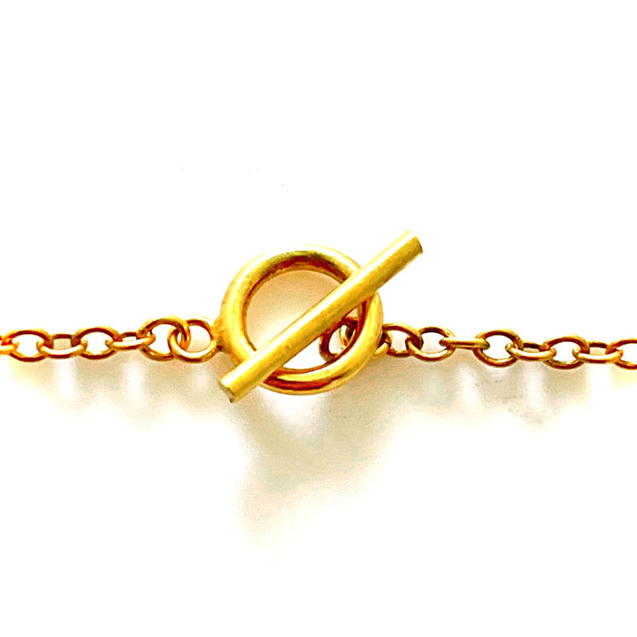 18ct Gold Plated Sterling Silver Bracelet with 3cm T Bar Charm and Oval Link Chain