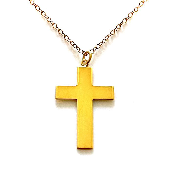Magnificent Gold-Plated Grand Cross Pendant Necklace - 34mm x 20mm