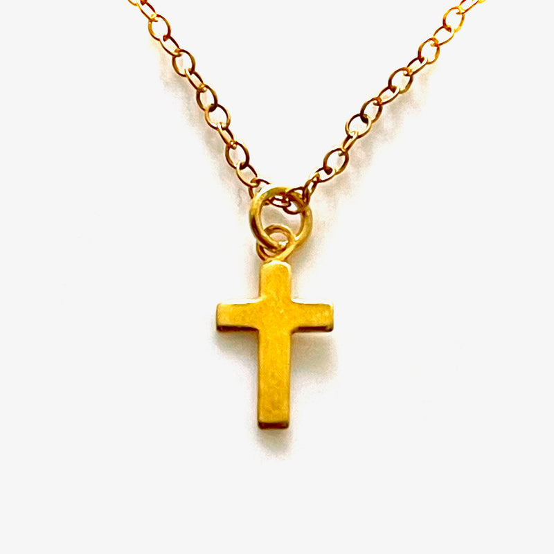 18ct Gold-Plated Mini Cross Pendant Necklace | Petite & Elegant | 15mm ...