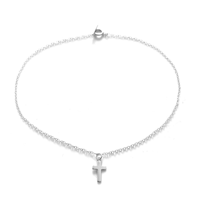 Sterling Silver Petite Cross Pendant Necklace | Graceful & Spiritual | 18mm x 10mm