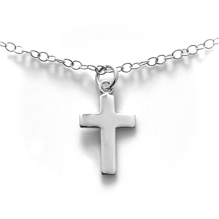 Sterling Silver Petite Cross Pendant Necklace | Graceful & Spiritual | 18mm x 10mm