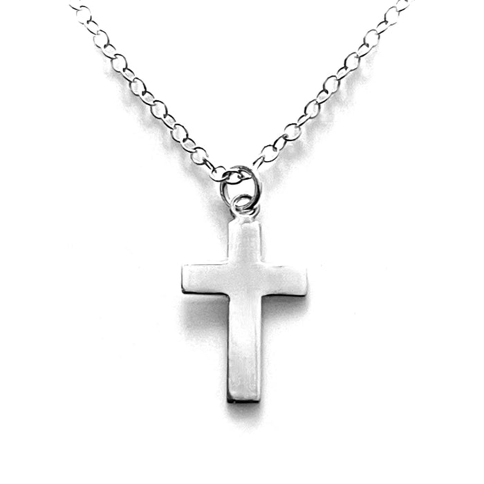 Sterling Silver Compact Cross Pendant Necklace | Stylish for Every Occasion | 21mm x 12mm
