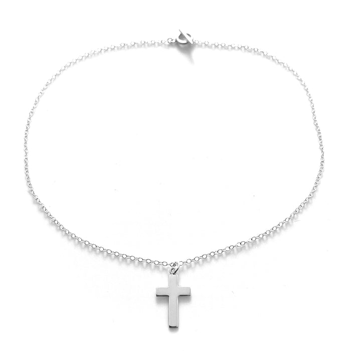 Sterling Silver Medium Cross Pendant Necklace | Versatile Faith & Sophistication | 23mm x 13mm