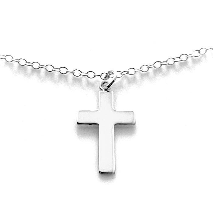 Sterling Silver Medium Cross Pendant Necklace | Versatile Faith & Sophistication | 23mm x 13mm