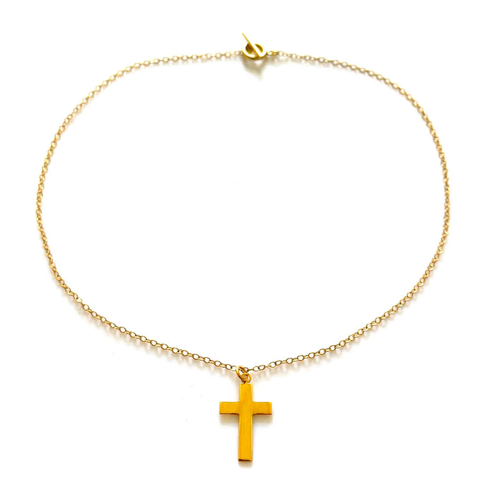 Timeless Classic Cross Pendant Necklace | 18ct Gold Plated Sterling Silver | 25mm x 14mm
