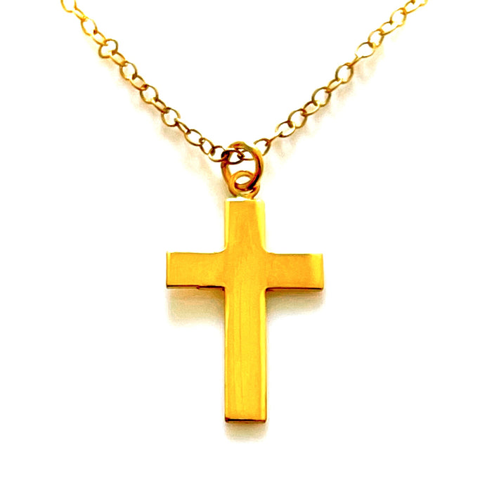 Timeless Classic Cross Pendant Necklace | 18ct Gold Plated Sterling Silver | 25mm x 14mm