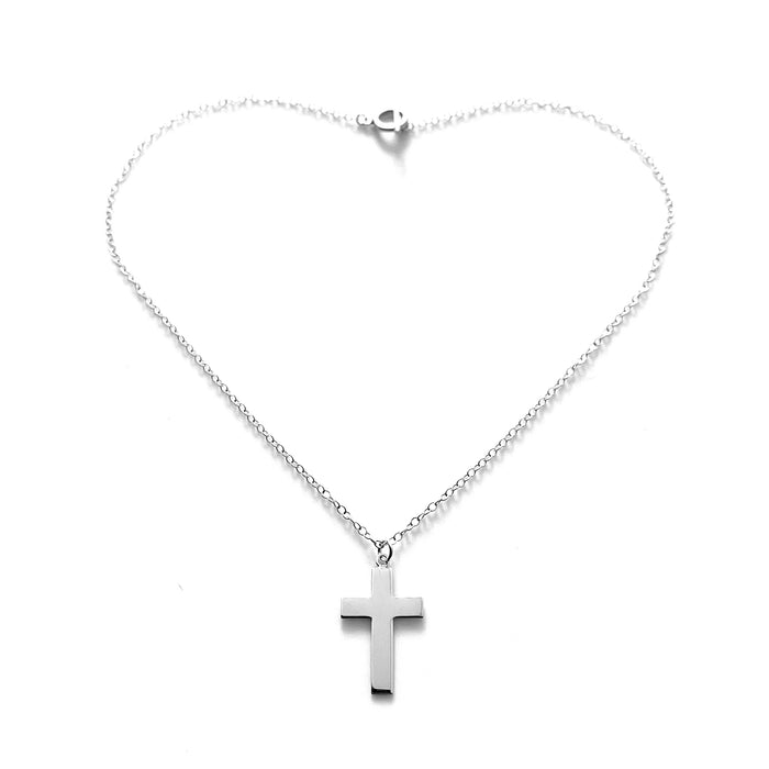 Traditional Cross Pendant Necklace in Sterling Silver | 28mm x 16mm