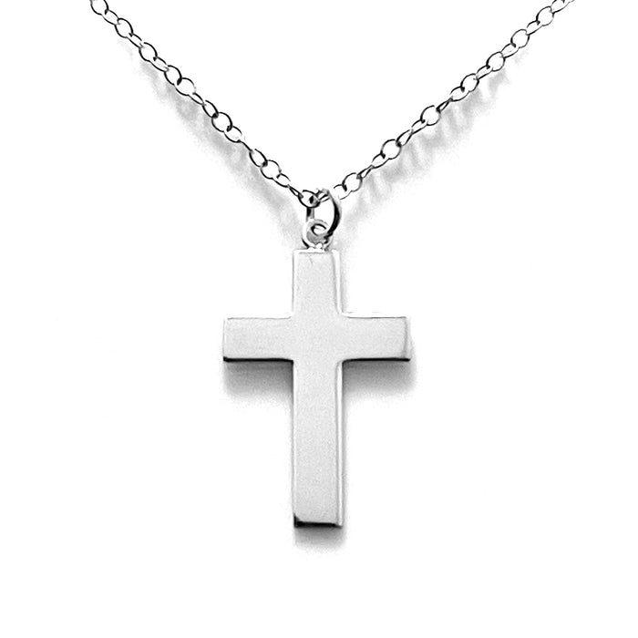 Traditional Cross Pendant Necklace in Sterling Silver | 28mm x 16mm