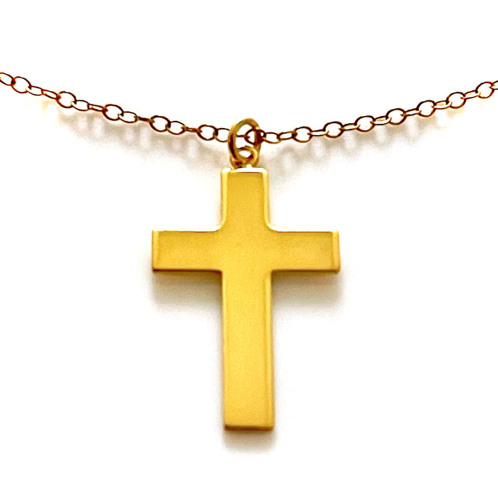 Large Cross Pendant Necklace in 18ct Gold Plated Sterling Silver | 31mm x 18mm