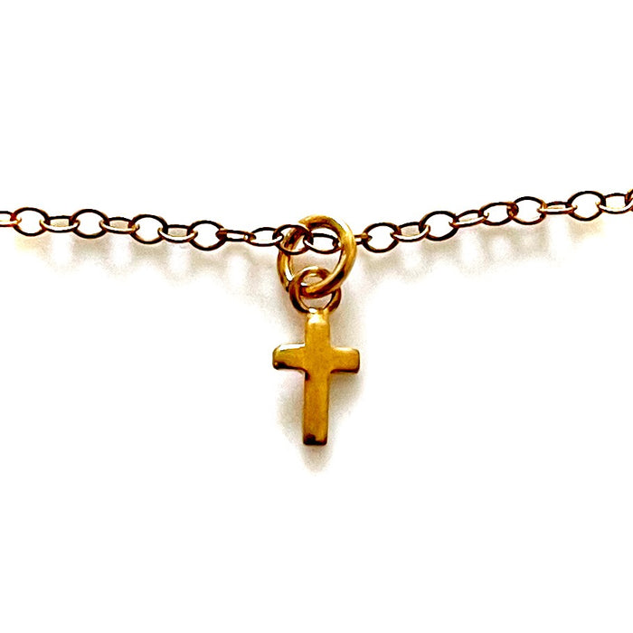 18ct Gold-Plated Teeny Tiny Cross Pendant | Petite and Elegant | Delicate 10mm x 5mm