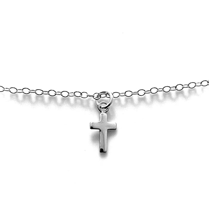 Sterling Silver Small Cross Pendant Necklace - Compact and Charming | 13mm x 7mm
