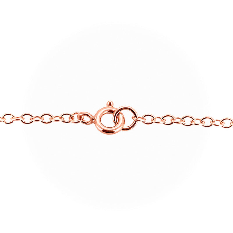 Close view of oval chain links, a bolt-ring clasp and its connecting rings