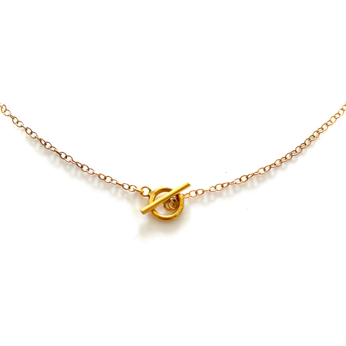 Chic 18ct Gold-Plated Toggle Clasp Necklace - 9mm Ring - Cable Chain Design
