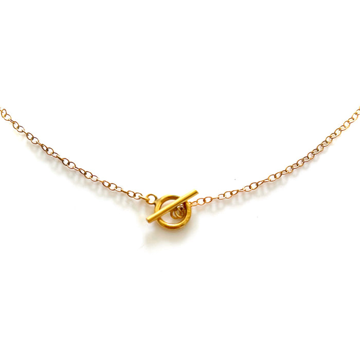 Chic 18ct Gold-Plated Toggle Clasp Necklace 9mm Ring Cable Chain Design