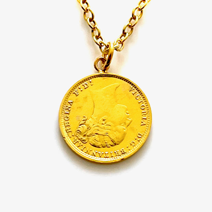 18ct gold plated sterling silver necklace with coin pendant