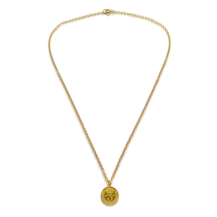 Elegant 18ct Gold Plated Sterling Silver Necklace with Victorian Coin Pendant