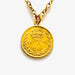 Elegant 1891 Victorian British three pence coin pendant on 18ct gold plated sterling silver necklace