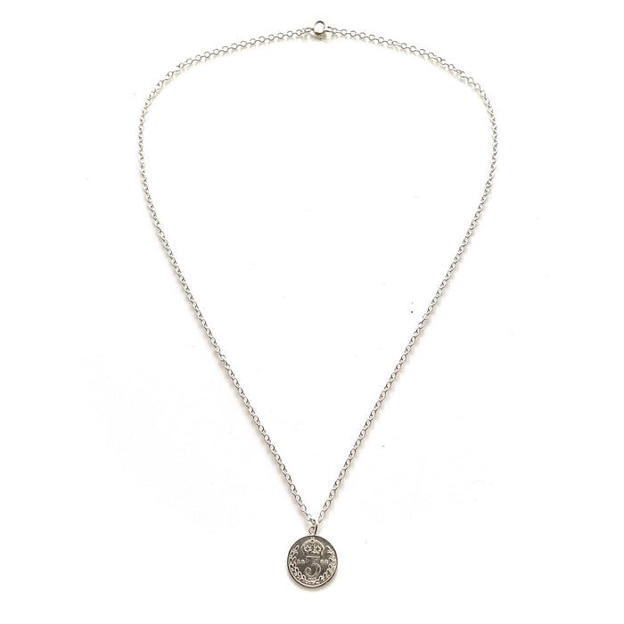 1892 British Coin Pendant Necklace with Sterling Silver Chain