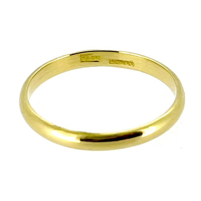 Hallmark on 18K Yellow Gold D Shape Wedding Ring