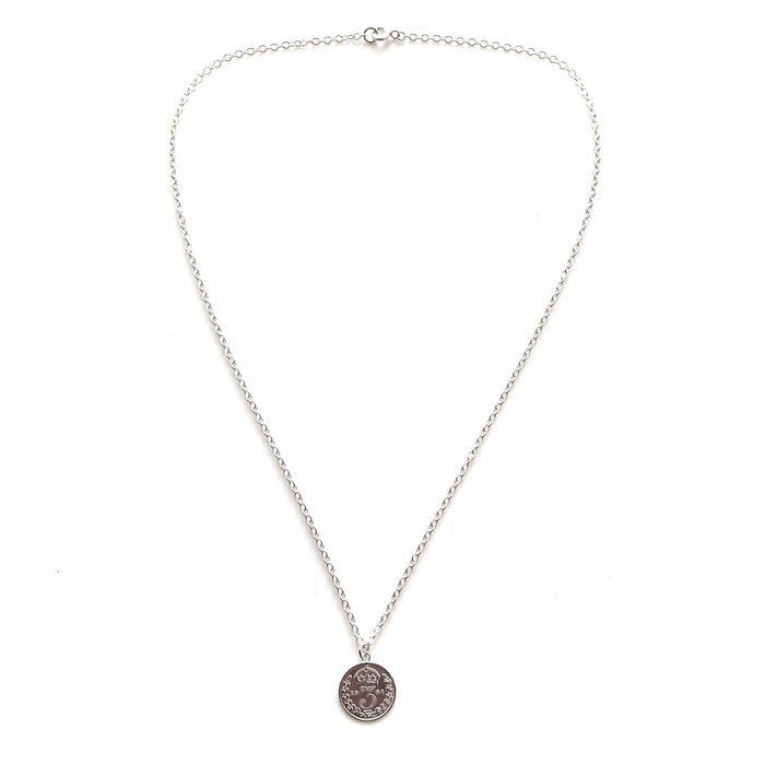 Sterling silver chain and 1901 Victorian Threepence Coin Pendant