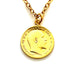 Close-up of 18ct gold plated 1902 threepence coin pendant