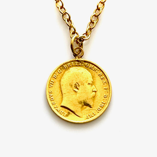 Vintage 1908 British Coin Necklace with 18ct Gold Plating